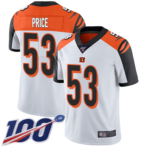 Cincinnati Bengals Limited White Men Billy Price Road Jersey NFL Footballl #53 100th Season Vapor Untouchable